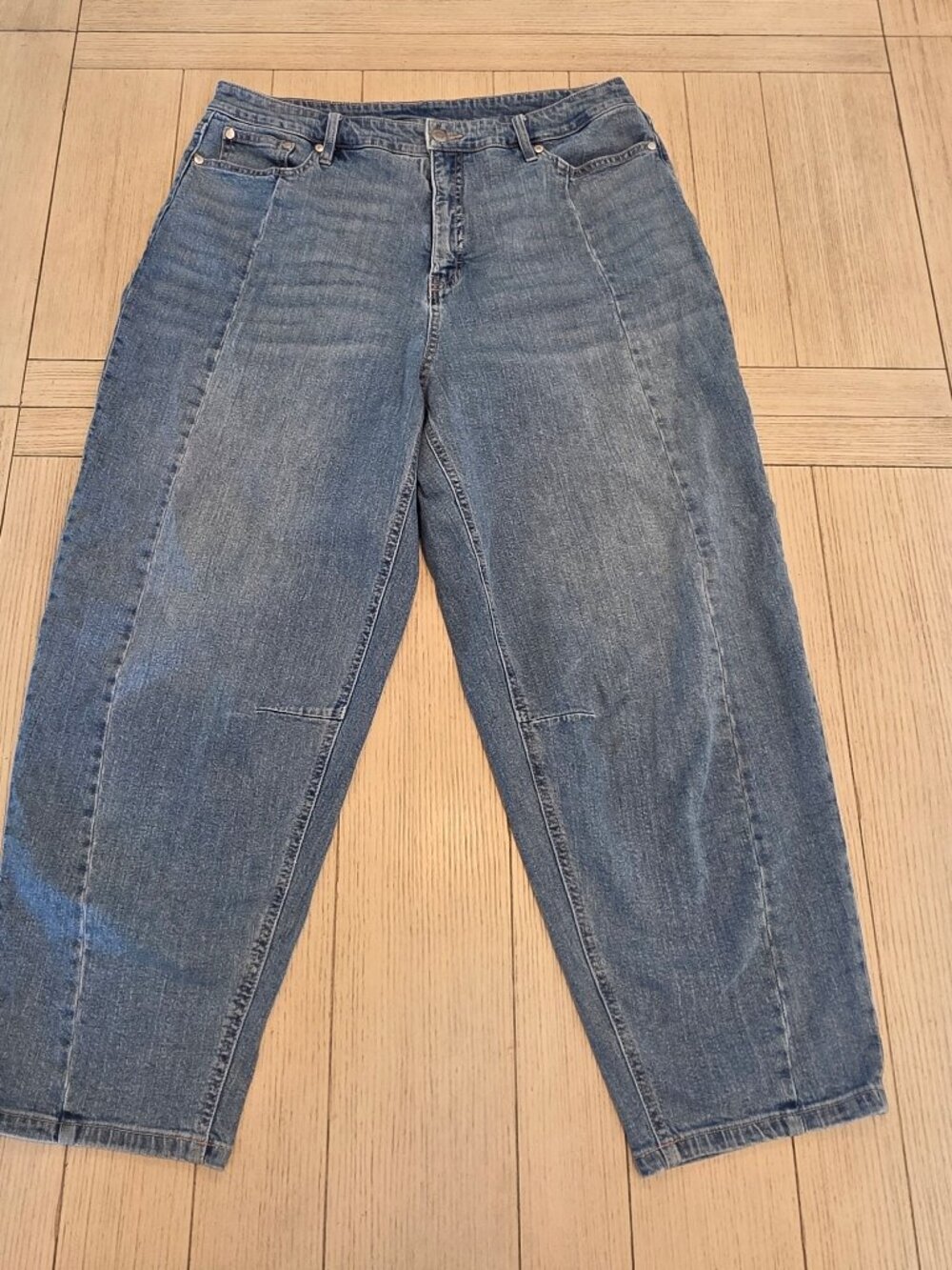On 34th High Rise Cropped Barrel Leg Seamed Jeans | Size 16